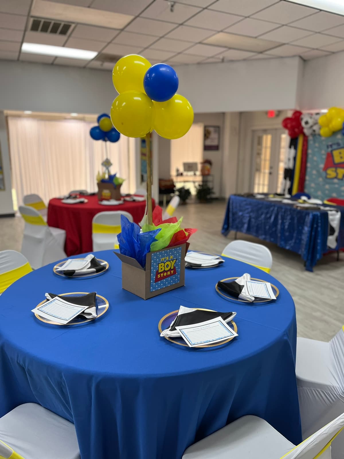 Celebration scene with dynamic event details